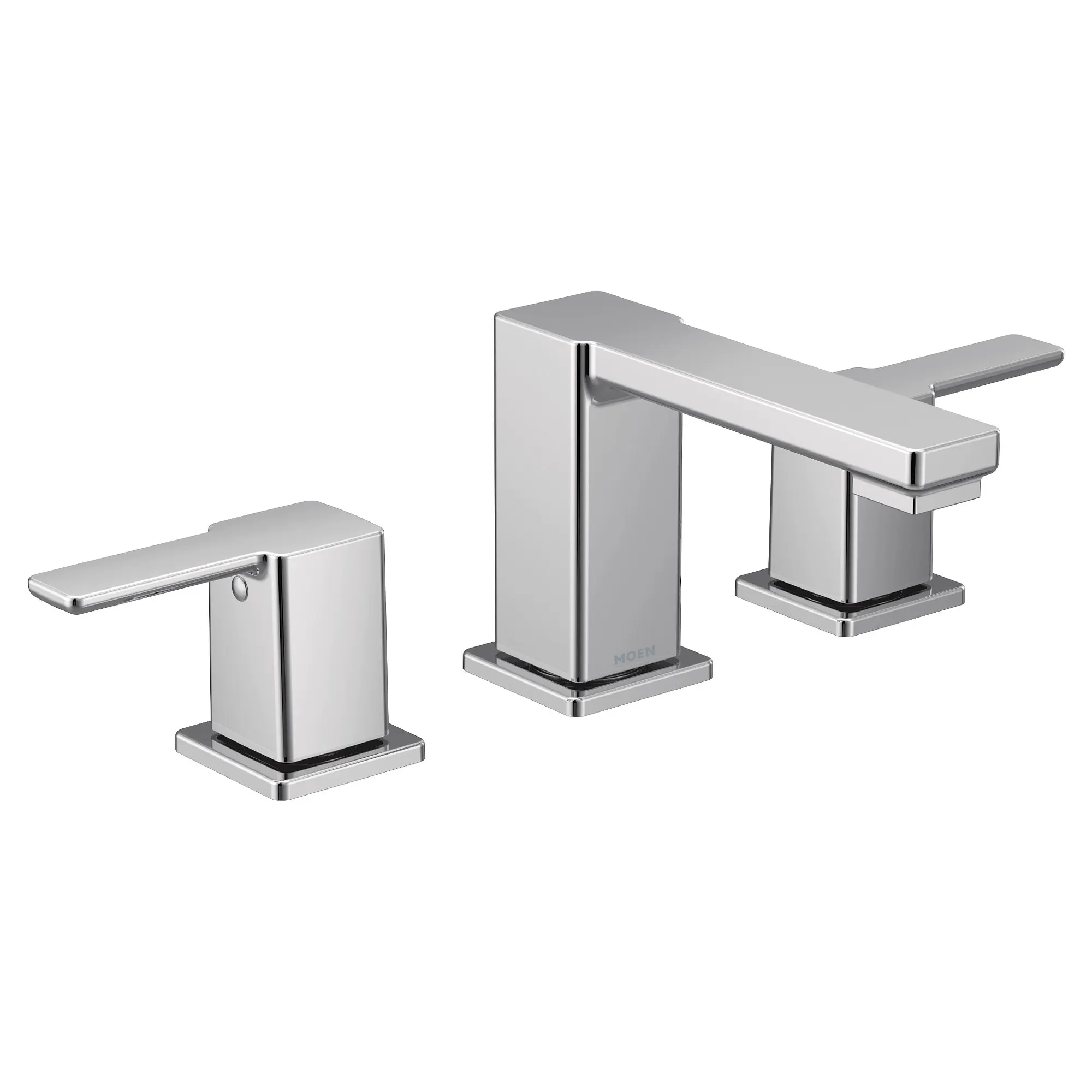 90 Degree Chrome Two-Handle Low Arc Bathroom Faucet - Image 3