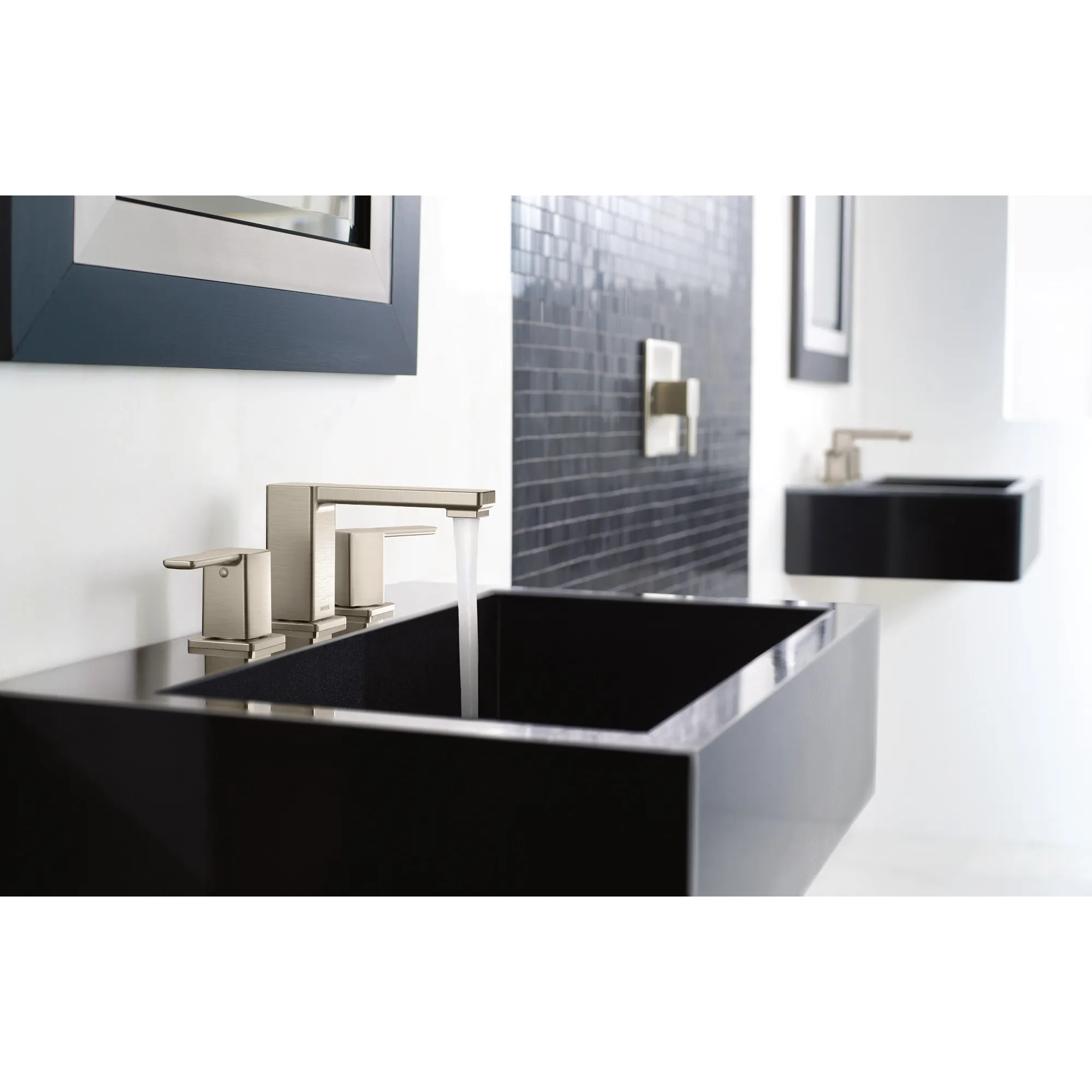 90 Degree Chrome Two-Handle Low Arc Bathroom Faucet - Image 5