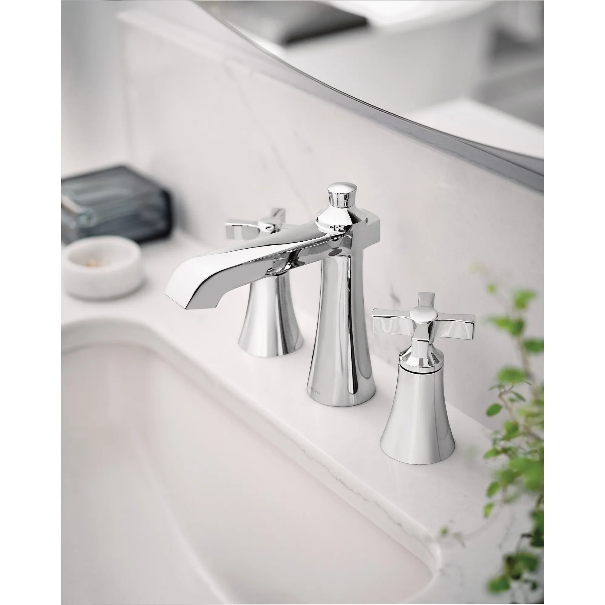 Flara Chrome Two-Handle High Arc Bathroom Faucet - Image 2