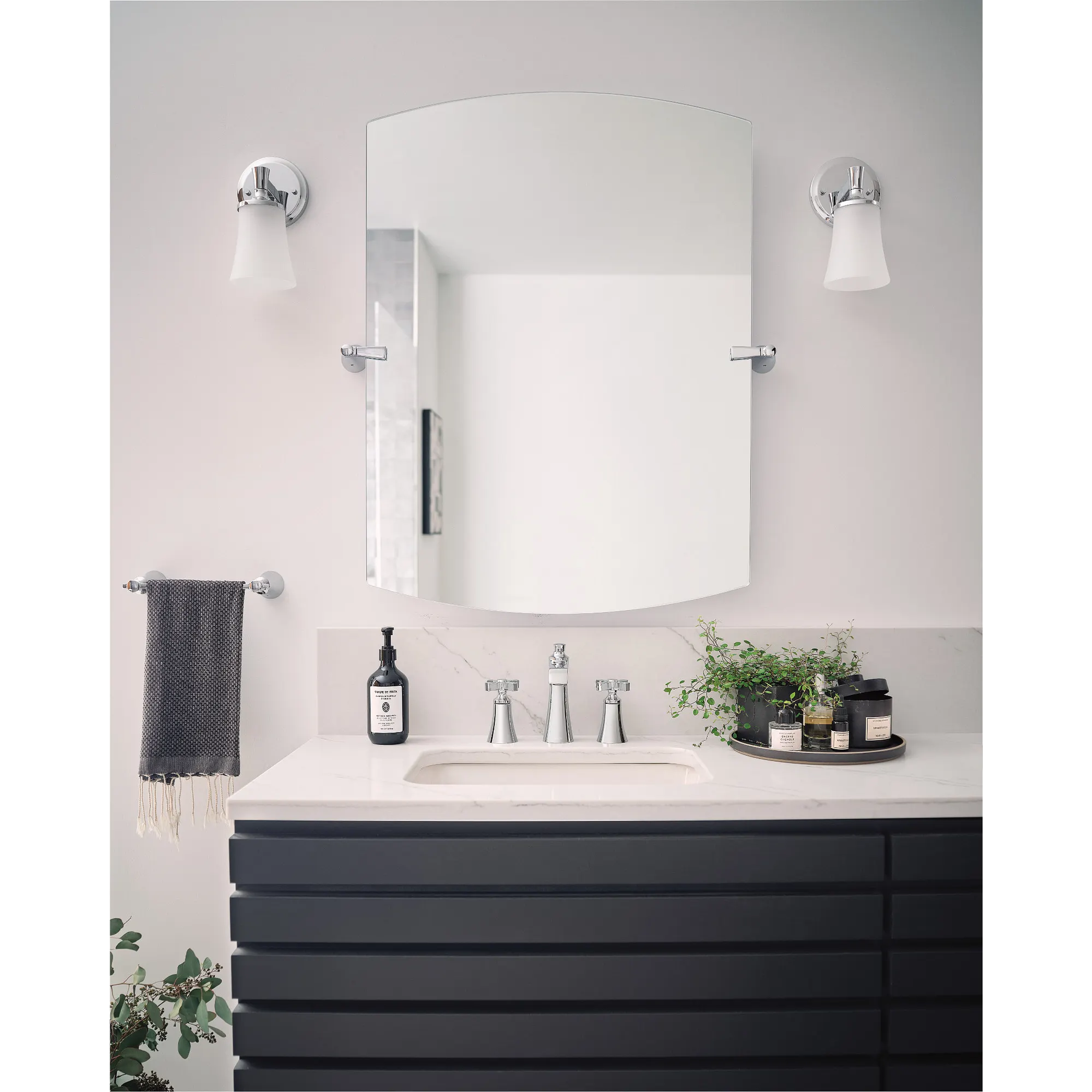 Flara Chrome Two-Handle High Arc Bathroom Faucet - Image 3