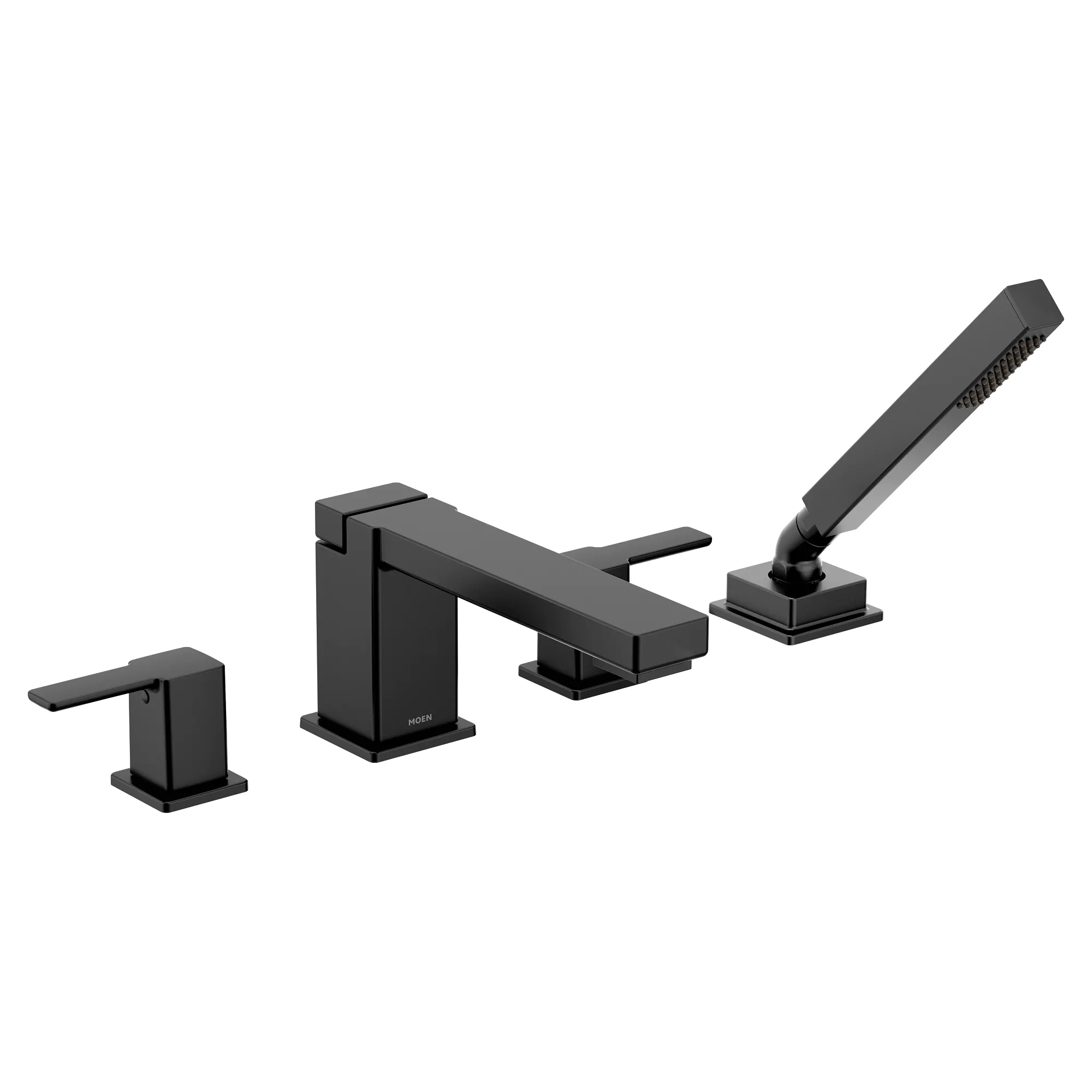 90 Degree Chrome two-handle high arc roman tub faucet includes hand shower - Image 3