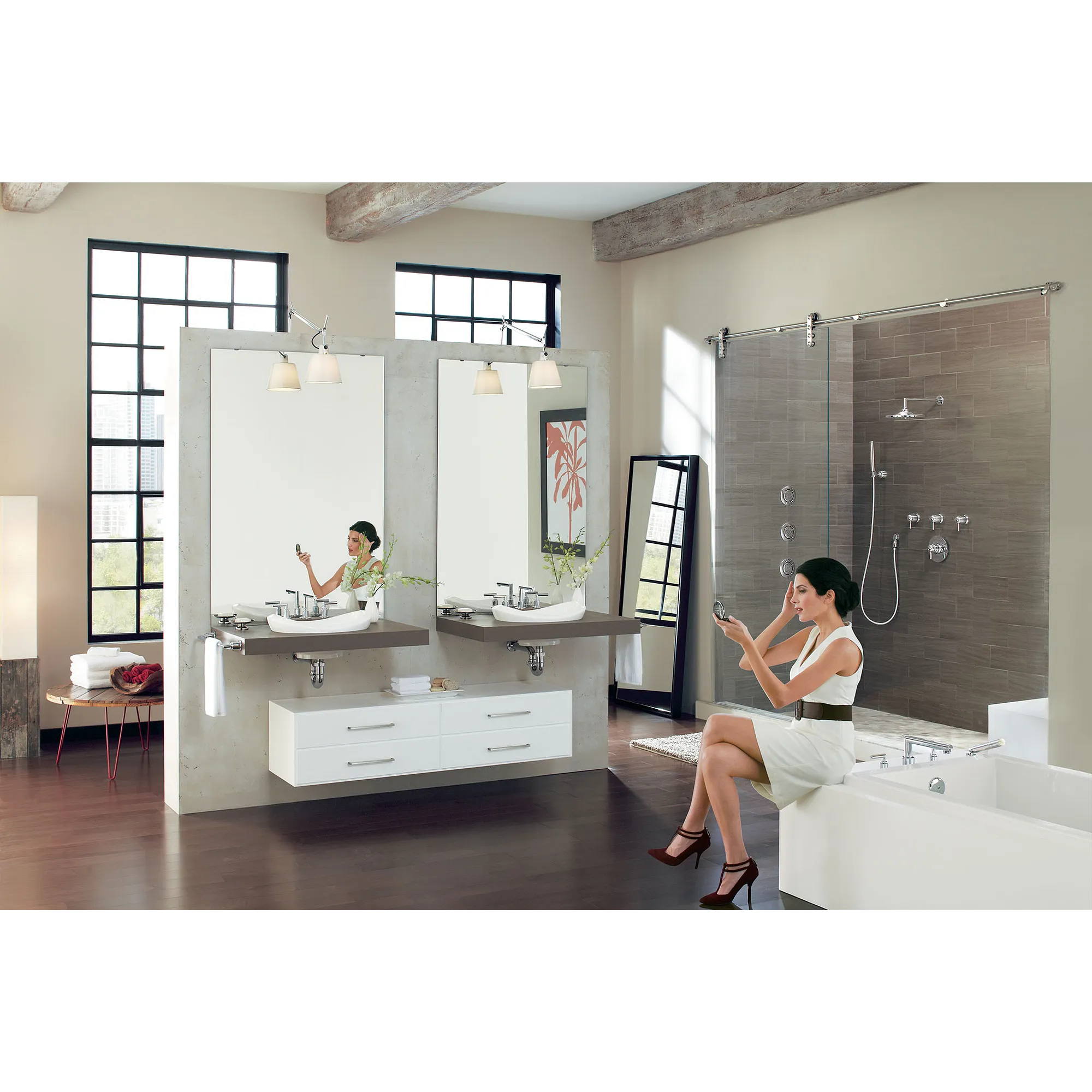 Arris Chrome Two-Handle Diverter Roman Tub Faucet including Handheld Shower - Image 8